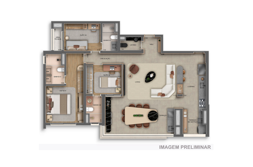 Apartamento 120m² - 3 suítes