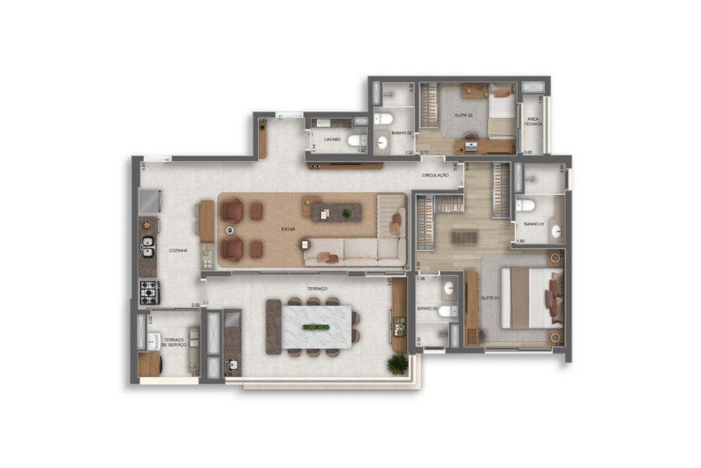 Apartamento 120m² - 2 suítes - Opção Ampliada